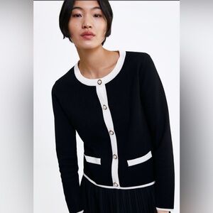Zara Navy and White Cardigan